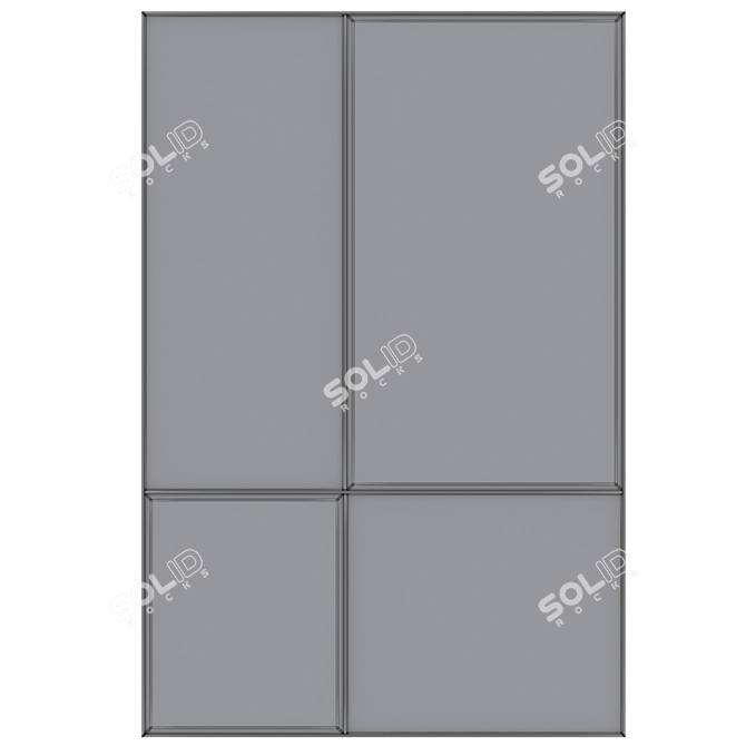 Modern Rectangular Wall Mirror Kit 3D model image 5