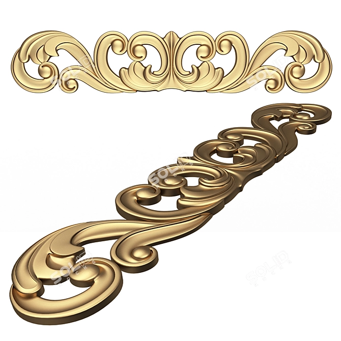 Elegant Carved Plaster Molding 038 3D model image 1