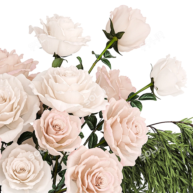 Elegant Rose Bouquet Set 3D model image 2