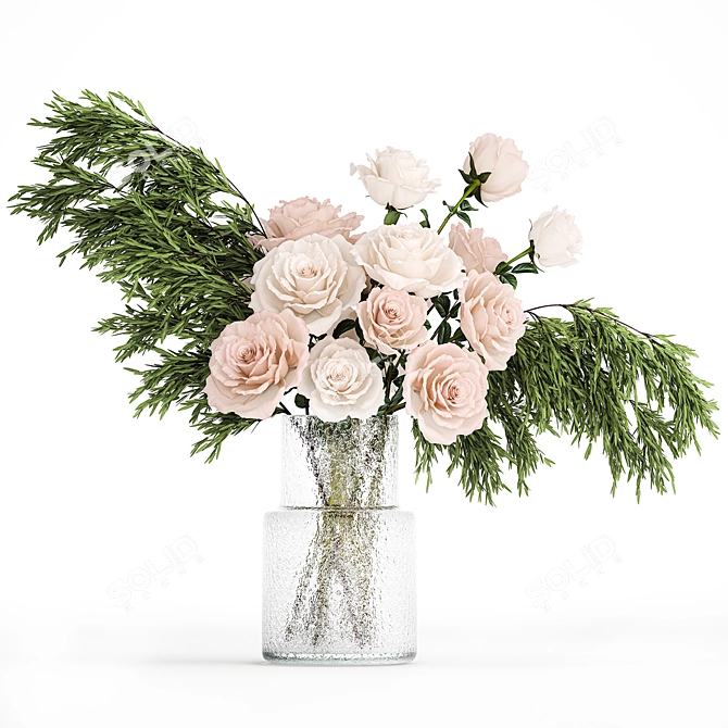 Elegant Rose Bouquet Set 3D model image 4