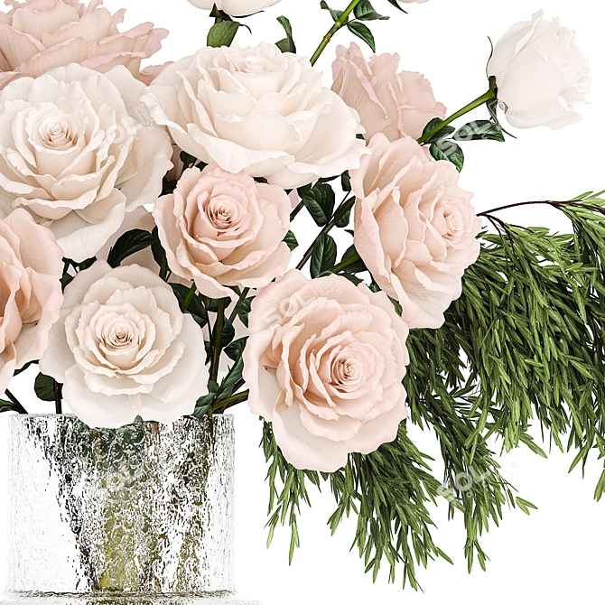 Elegant Rose Bouquet Set 3D model image 5