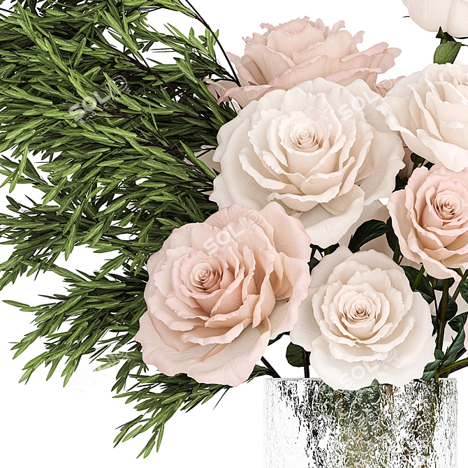 Elegant Rose Bouquet Set 3D model image 6