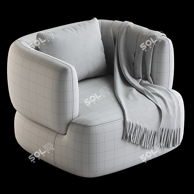 Modern Martina Swivel Armchair in Off-White Boucle 3D model image 4