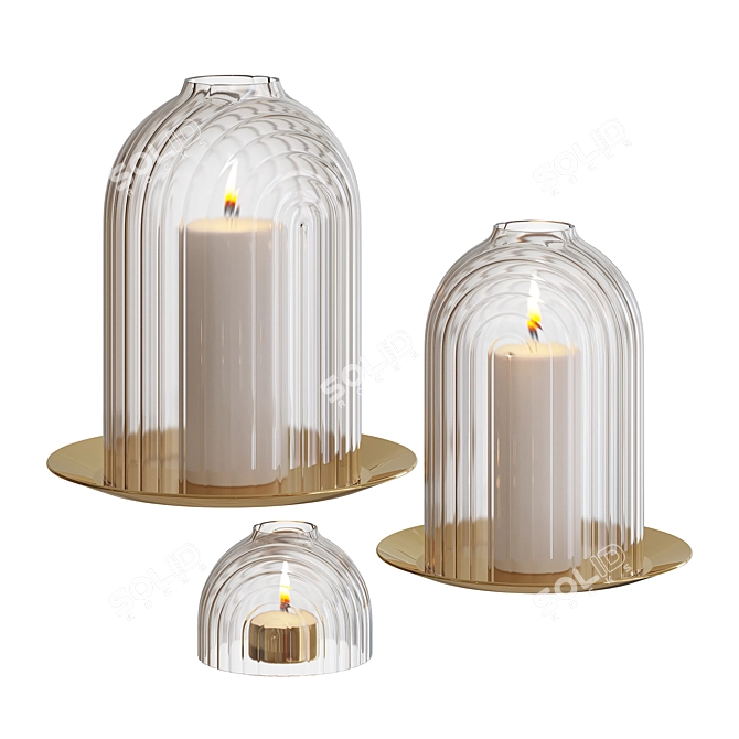 Elegant Ilo Crystal Candleholders 3D model image 4