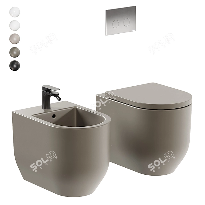 Italian Design Stino WC Set 3D model image 1