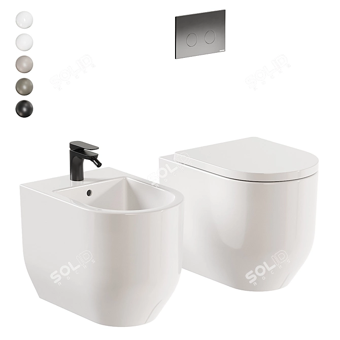 Italian Design Stino WC Set 3D model image 2