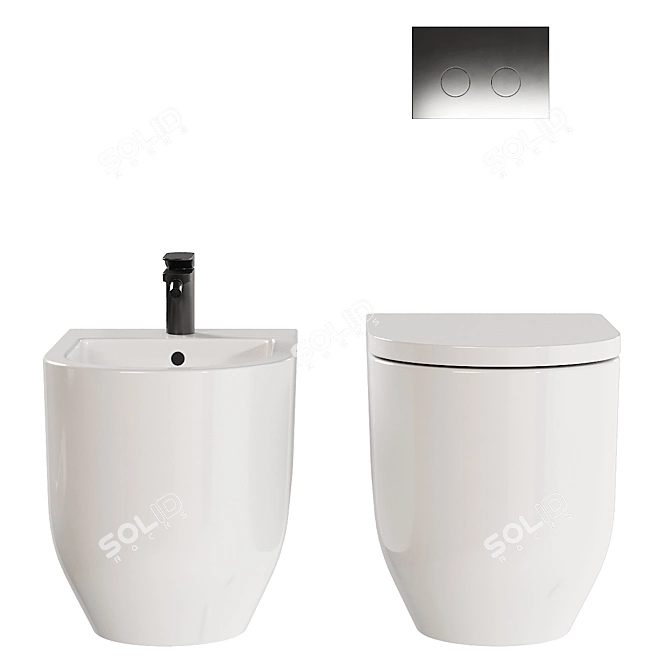 Italian Design Stino WC Set 3D model image 4