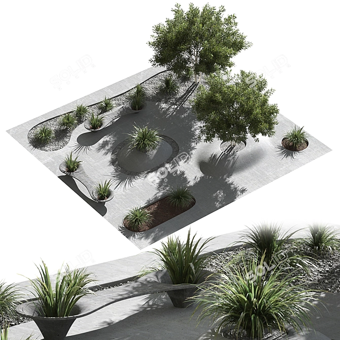  Charming Town Square Landscape 3D model image 1