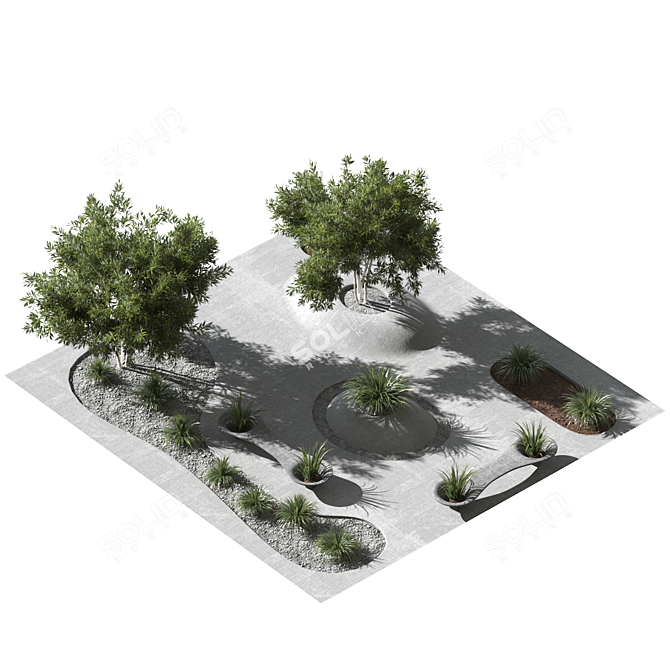  Charming Town Square Landscape 3D model image 2