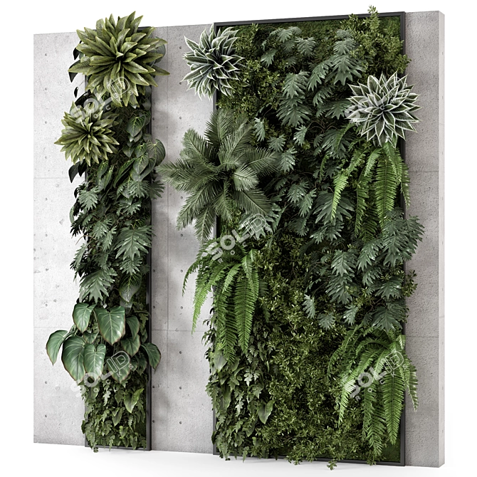 Concrete Base Vertical Garden Set 3D model image 1