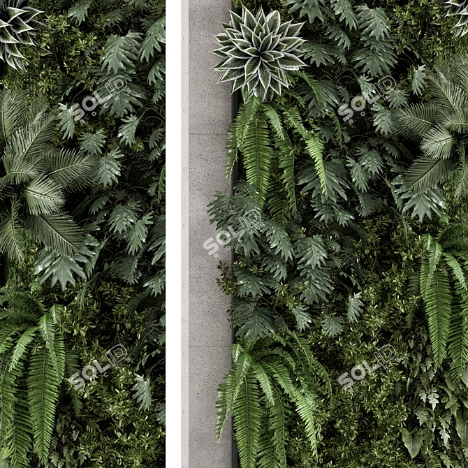 Concrete Base Vertical Garden Set 3D model image 3