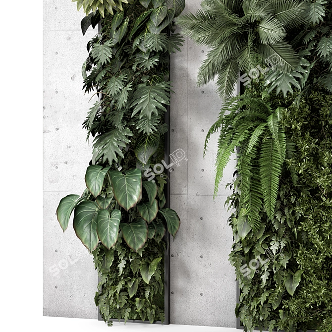 Concrete Base Vertical Garden Set 3D model image 5