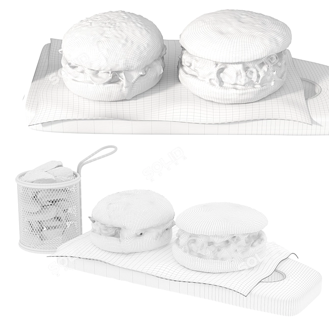 Burger and Potato Kit 3D model image 4