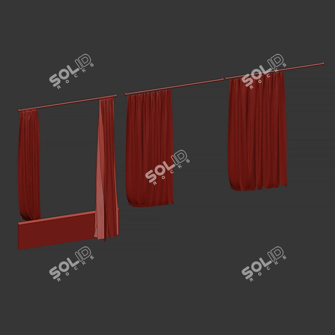 Bathroom Curtain with Ring Top 3D model image 3