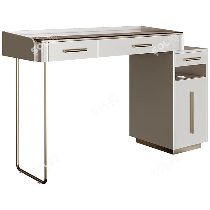 Createwhite Wide White Vanity Table 3D model image 1