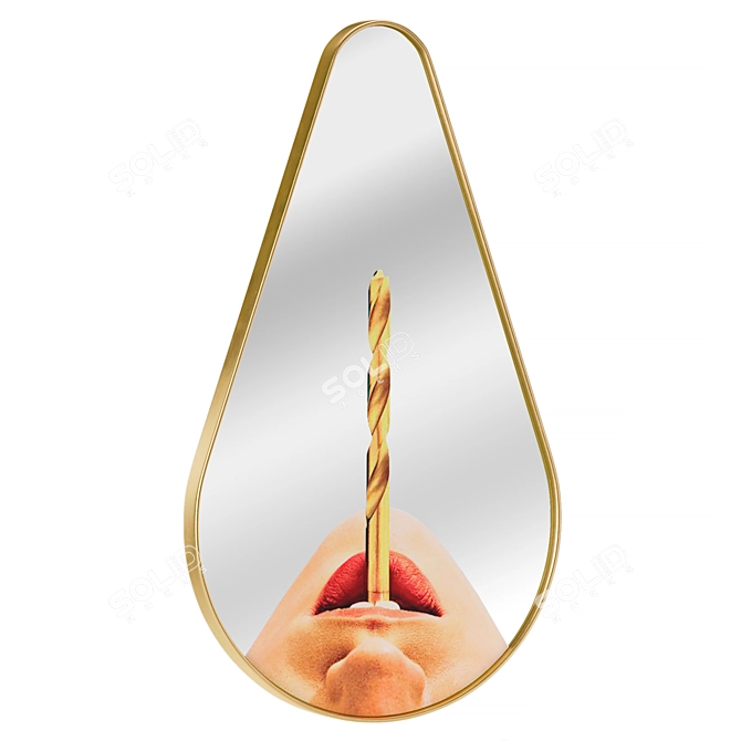 Gold Frame Pear Drill Mirror 3D model image 1