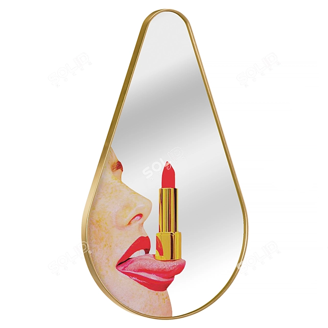 Gold Frame Pear Drill Mirror 3D model image 2