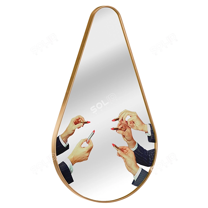 Gold Frame Pear Drill Mirror 3D model image 3