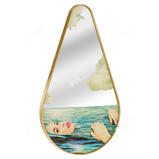 Gold Frame Pear Drill Mirror 3D model image 4