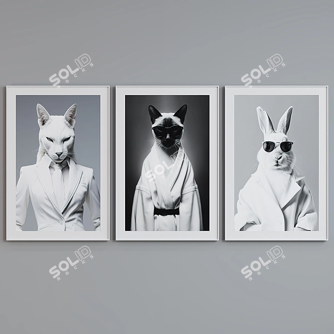 Animal Portraits Frame Set - Modern Style 3D model image 2