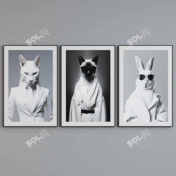 Animal Portraits Frame Set - Modern Style 3D model image 3