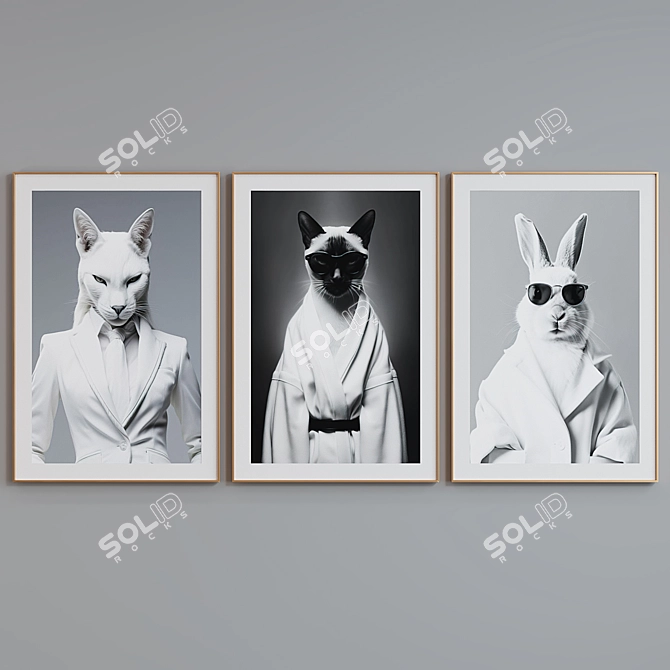 Animal Portraits Frame Set - Modern Style 3D model image 4