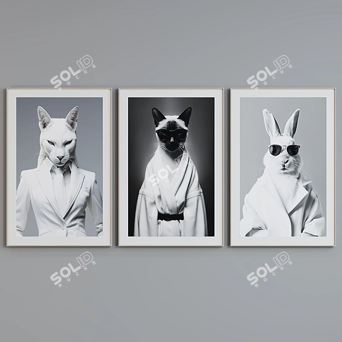 Animal Portraits Frame Set - Modern Style 3D model image 5