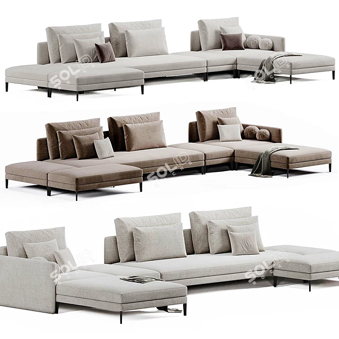 Modern Sectional Sofa by Febal Casa 3D model image 2