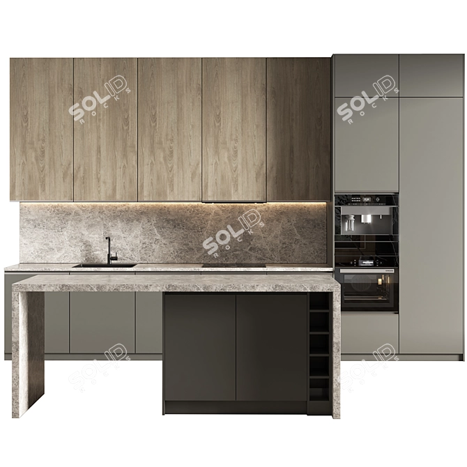  Contemporary Kitchen 3D Model - Vray/Corona 3D model image 1