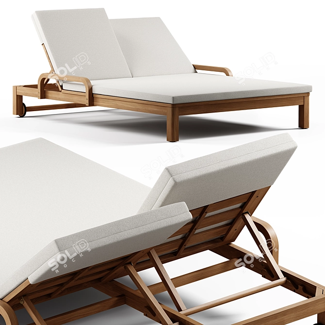 Seamless Textured Double Lounger 3D model image 1