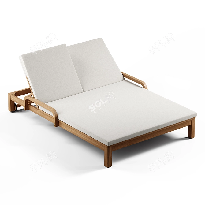 Seamless Textured Double Lounger 3D model image 3