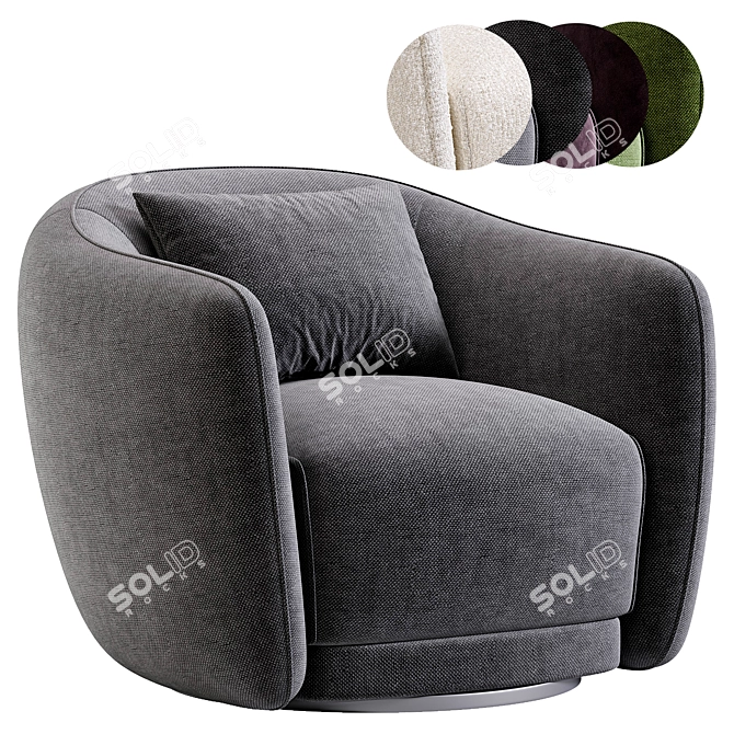 Sleek Swivel Armchair in Steel 3D model image 1