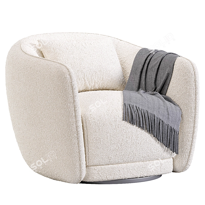 Sleek Swivel Armchair in Steel 3D model image 2