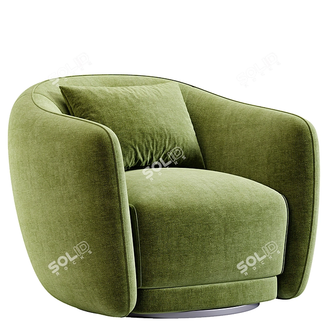 Sleek Swivel Armchair in Steel 3D model image 3