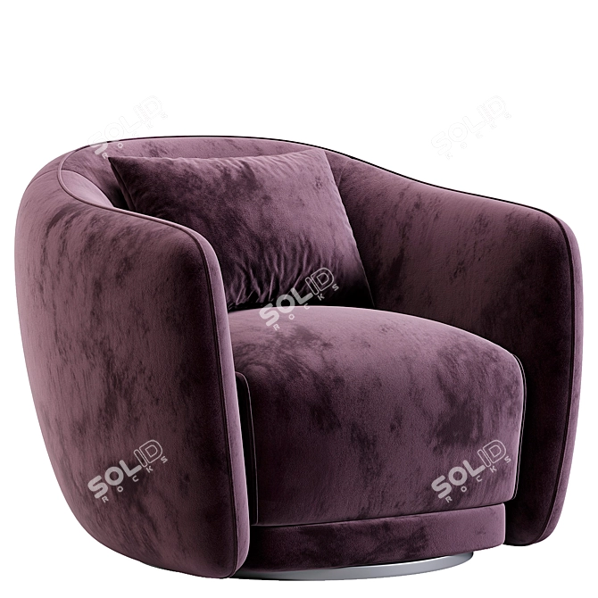 Sleek Swivel Armchair in Steel 3D model image 5