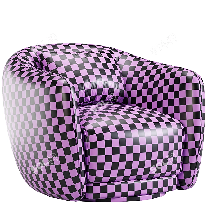 Sleek Swivel Armchair in Steel 3D model image 6