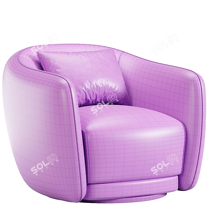 Sleek Swivel Armchair in Steel 3D model image 7