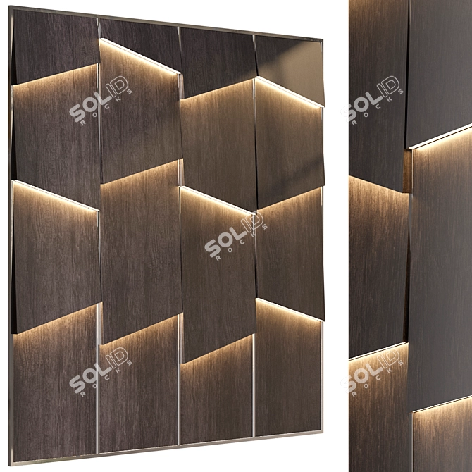 European Oak 3D Wall Panel 3D model image 1