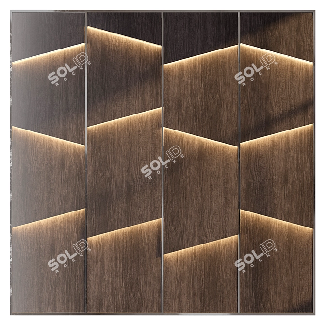 European Oak 3D Wall Panel 3D model image 2