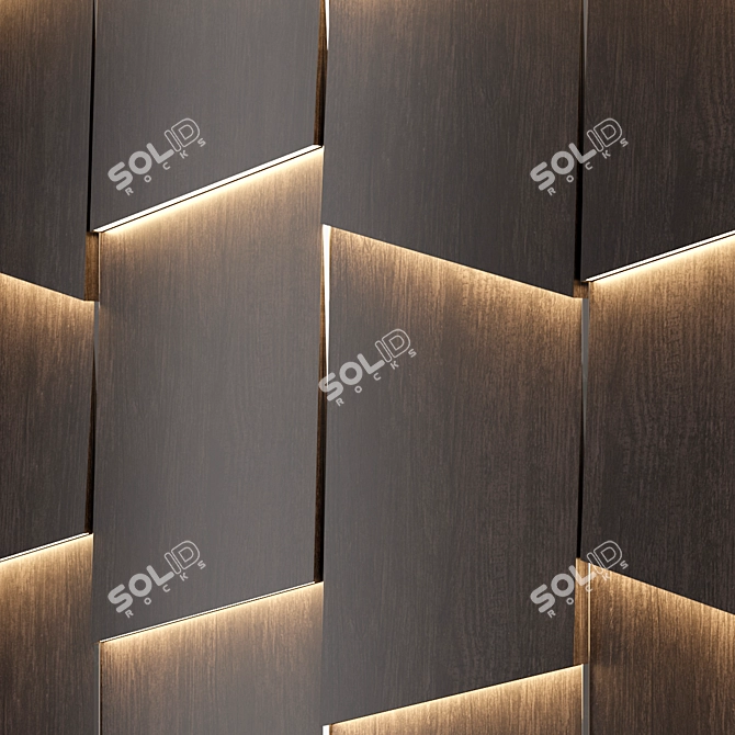 European Oak 3D Wall Panel 3D model image 3