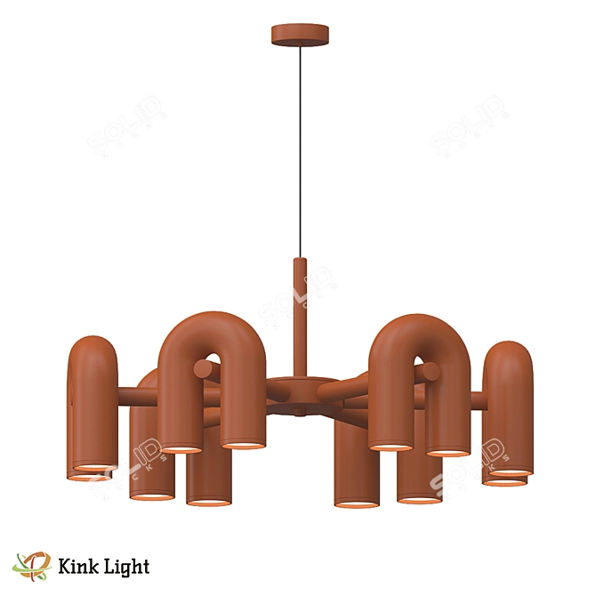 Kanti Loft Pendant Chandelier: Terracotta & Azure 3D model image 1