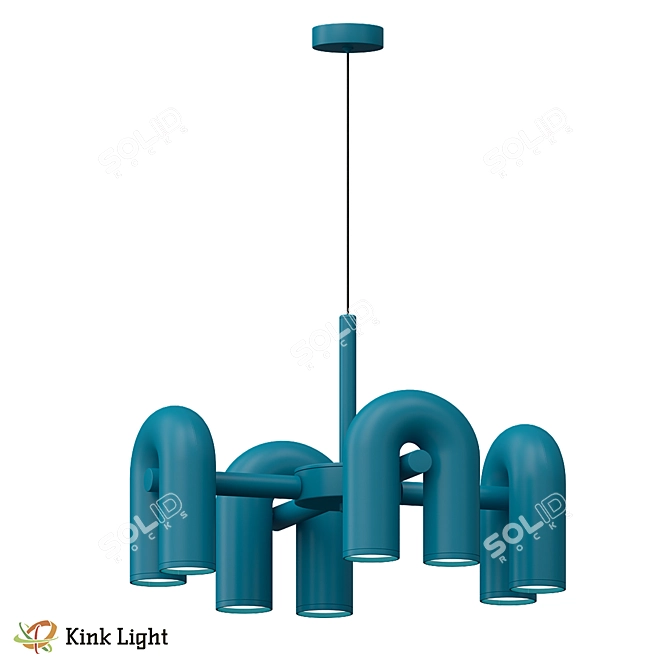 Kanti Loft Pendant Chandelier: Terracotta & Azure 3D model image 2