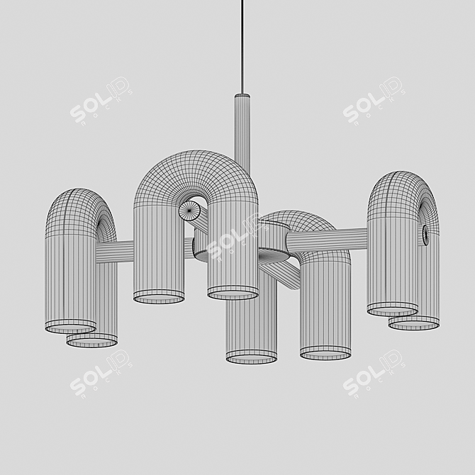 Kanti Loft Pendant Chandelier: Terracotta & Azure 3D model image 3