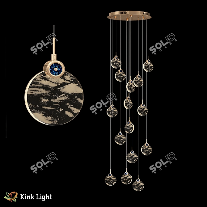 Vixi Gold Pendant Light 45W 3D model image 1