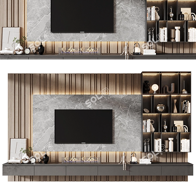 Modern TV Shelf Wall Decor 3D model image 1