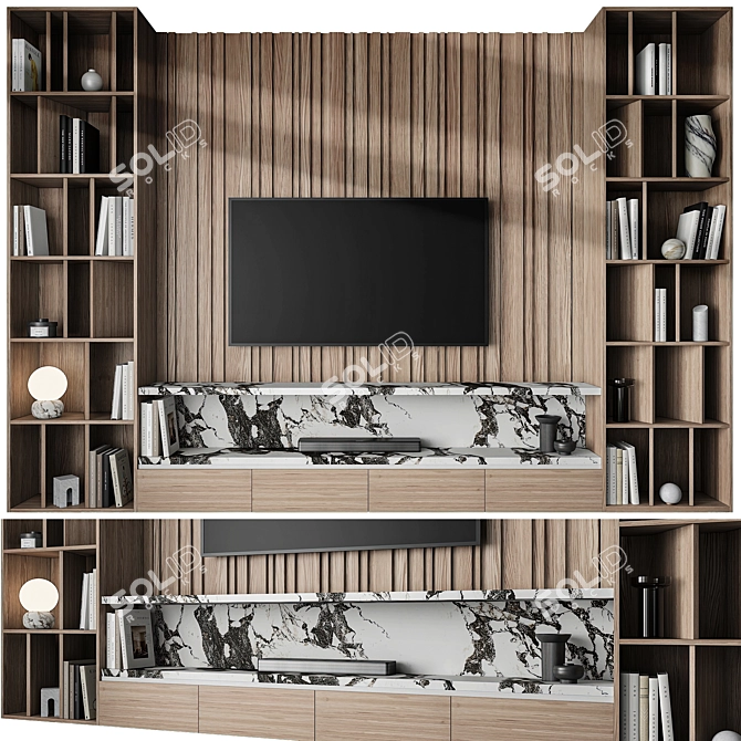 Modern TV Wall Set 20 3D model image 1