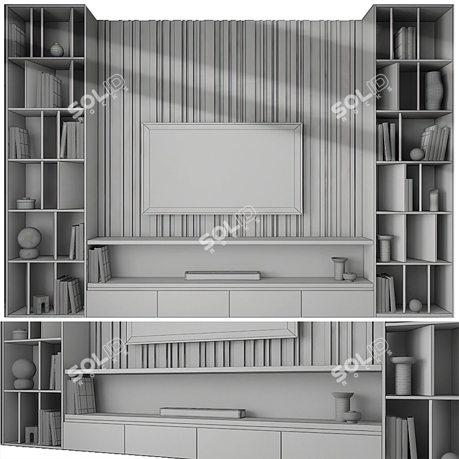 Modern TV Wall Set 20 3D model image 4