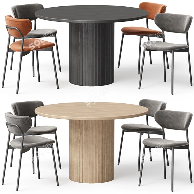 Modern Dining Set Diverse Color Options 3D model image 1