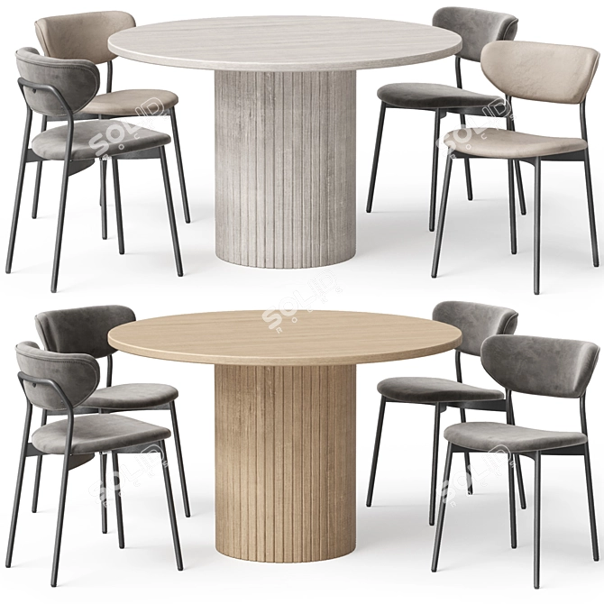 Modern Dining Set Diverse Color Options 3D model image 2