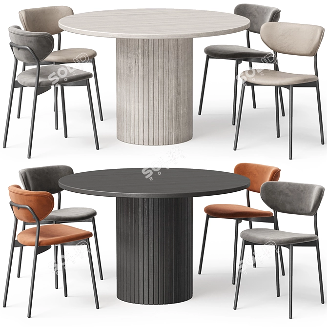 Modern Dining Set Diverse Color Options 3D model image 3